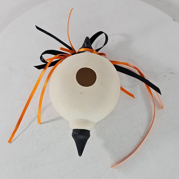 Vintage Hand Painted Halloween Jack O Lantern Wall Decor Ribbons Pumpkin Signed - Picture 4 of 8